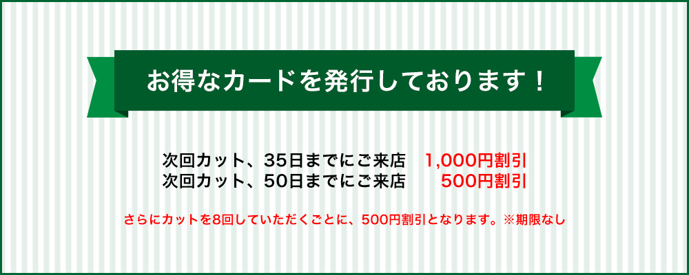 お得なカードを発行しております！